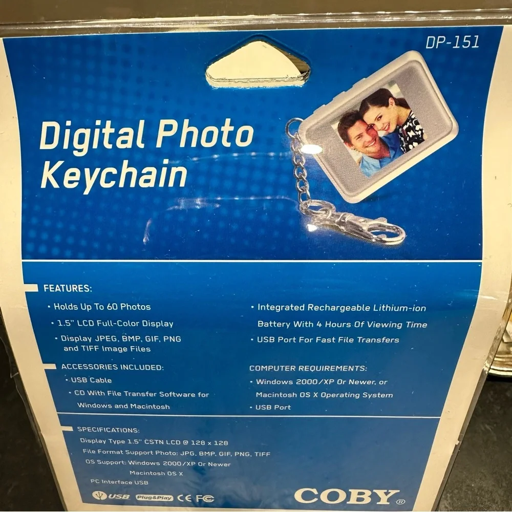 Digital Photo Keychain with Color Display, rechargeable battery. Hold 60 photos.
